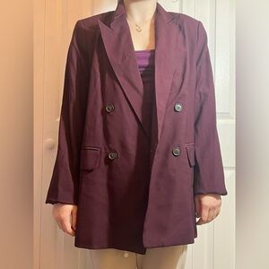 a new day Women's Double-Breasted Plum Blazer